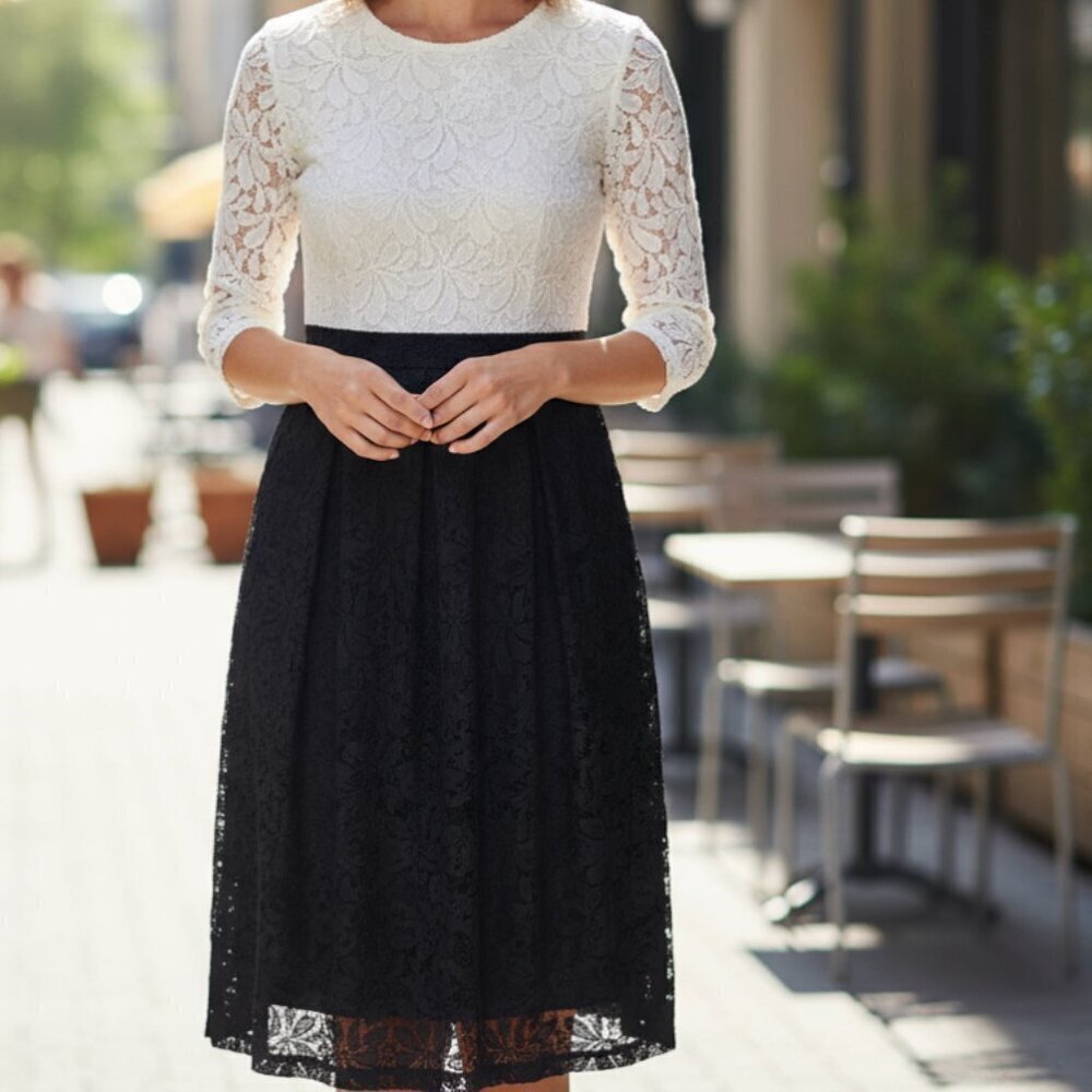 C&M Collection Formal Dress Lace Size 38 Cream Black Mother Sister Of The Bride